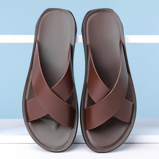 Pantuflas Casuales de Cuero para Hombre - Comodidad de Verano - Image 2