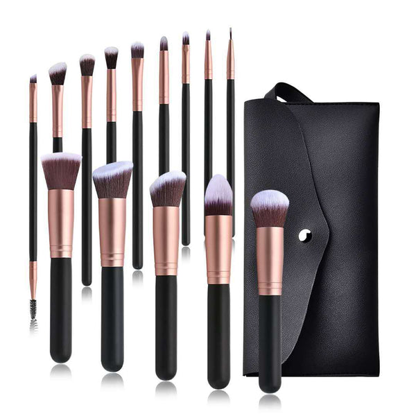 Set de 14 Brochas de Maquillaje Profesional con Brocha de Base