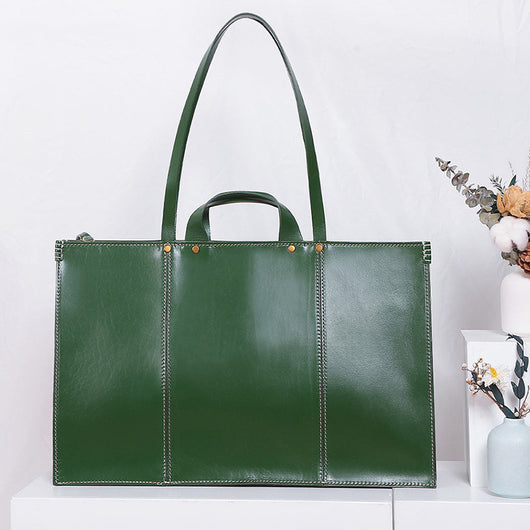 Bolso de Cuero Curtido Vegetal Estilo Retro Europeo Americana Gran Capacidad - Image 3