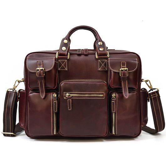 Bolsa Mensajera de Cuero Genuino Estilo Retro con Gran Capacidad para Hombre - Image 35