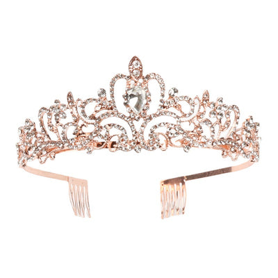 Corona Tiara Princesa con Peine de Diamantes para Novia y Fiestas - Image 3