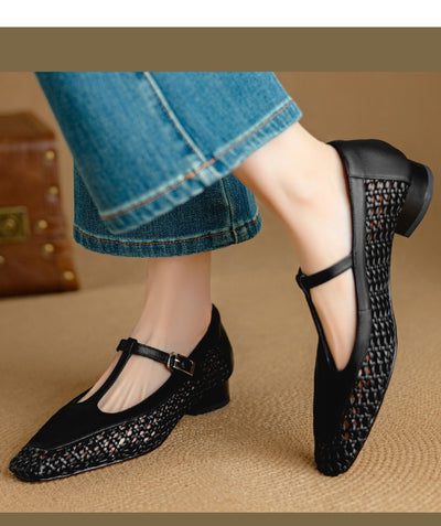 Zapatos Mary Jane de Cuero Auténtico con Tacón Medio y Detalles Plateados - Image 17