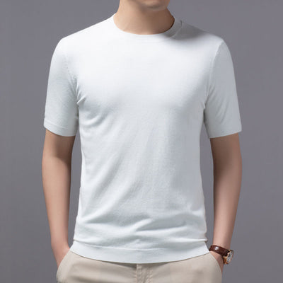 Camiseta Básica de Punto Cuello Redondo Manga Corta para Hombre - Image 8