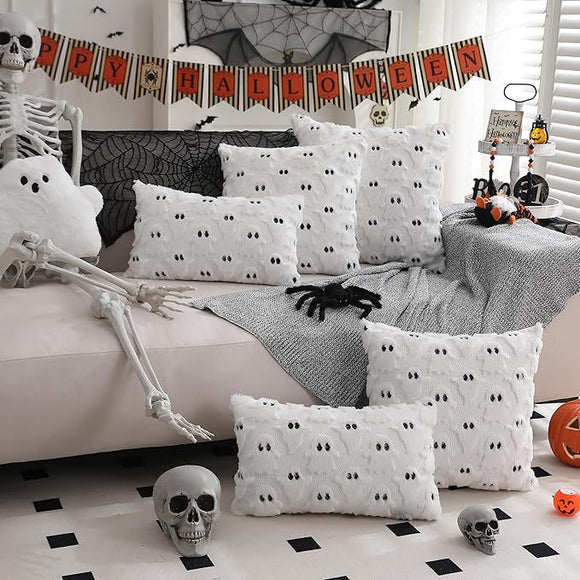 Fundas de Almohada Halloween Fantasma Blanco 18x18 - Cojín Decorativo Suave para Sofá y Hogar