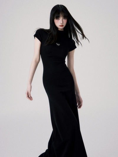 Vestido Entallado de Punto con Cuello Medio y Manga Corta para Mujer - Image 5