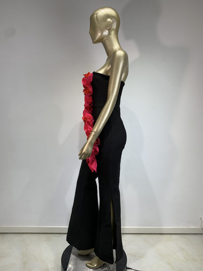Jumpsuit Elegante Rojo con Aplicaciones y Escote Tubo - Image 19