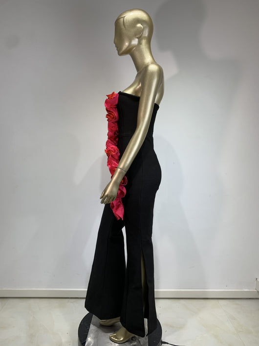 Jumpsuit Elegante Rojo con Aplicaciones y Escote Tubo - Image 19