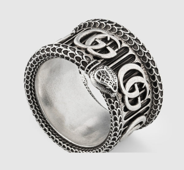 Anillo de Plata Esterlina S925 Hip Hop Vintage Desgastado