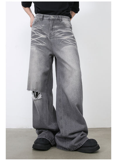 Jeans Rectos Holgados Rotos Estilo Retro Americano para Hombre - Image 8