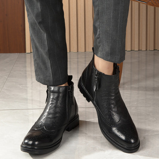 Botas Altas de Cuero con Aumento de Altura - Estilo Brogue Trendy Talla 46 - Image 2
