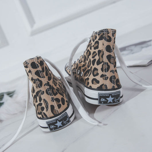Zapatillas de Lona con Estampado de Leopardo Altas - Estilo Retro Casual - Image 7