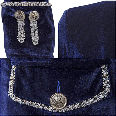 Abrigo Uniforme Steampunk Terciopelo Cuello Alto para Hombre - Image 3