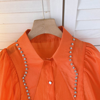 Blusa Elegante para Mujer con Cristales y Mangas Linterna - Image 11