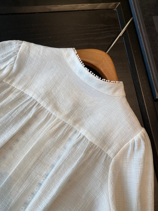 Blusa Blanca para Primavera y Verano con Mangas Tipo Linterna Francesa - Image 28