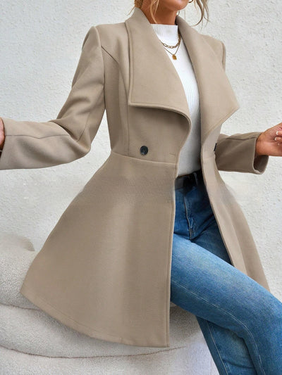 Abrigo Largo Ajustado con Solapa para Mujer - Image 16