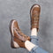 Botas de Couro de Cano Alto com Detalhes em Contraste e Sola Macia
