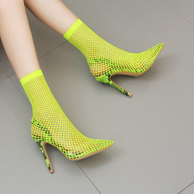 Zapatos de Tacón Alto Sexy Talla Grande con Malla Calada - Image 11