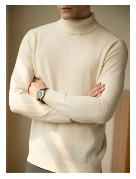 Suéter Cuello Alto Lana Pura Hombre Térmico Ajustado - Image 5