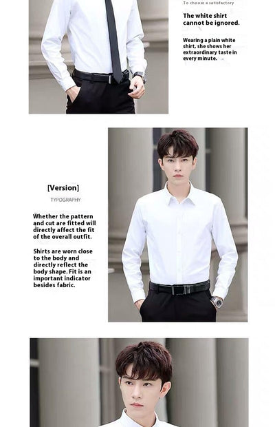 Camisa Blanca Manga Larga Slim Fit para Hombre - Versátil y Elegante - Image 18