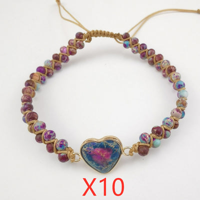 Pulsera de Piedra Emperador Rojo con Corazón de Durazno - Brazalete Trenzado de Amor - Image 9