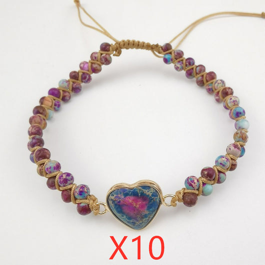 Pulsera de Piedra Emperador Rojo con Corazón de Durazno - Brazalete Trenzado de Amor - Image 9