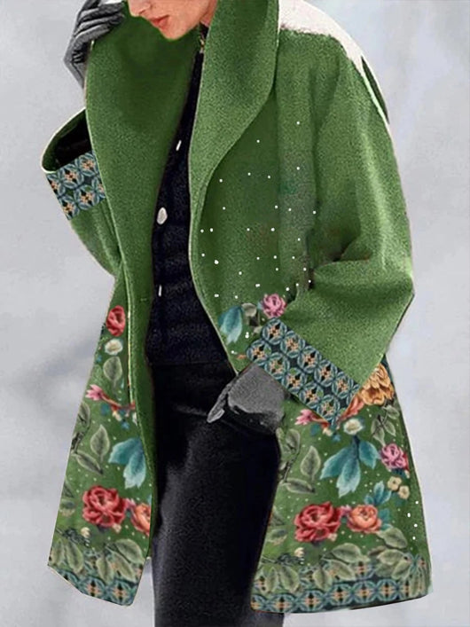 Chaqueta Tipo Blazer Cuello Verde con Estampados Universitarios Europeos y Americanos - Image 3