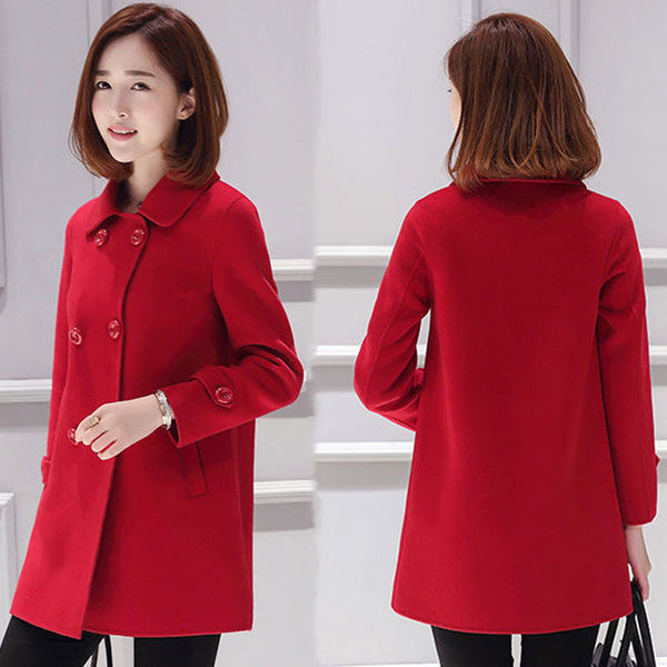 Abrigo de Lana Corte Coreano Slim Fit Elegante y Favorecedor para Mujer