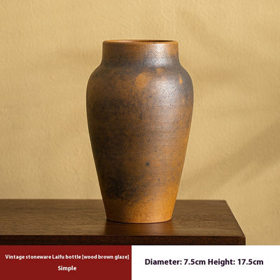 Jarrón de Cerámica Artesanal Jingdezhen Negro Retro - Decoración Hidropónica - Image 2