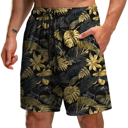 Pantalones Cortos Estampados 3D Colección Hojas de Verano - Shorts Holgados para Playa - Image 13
