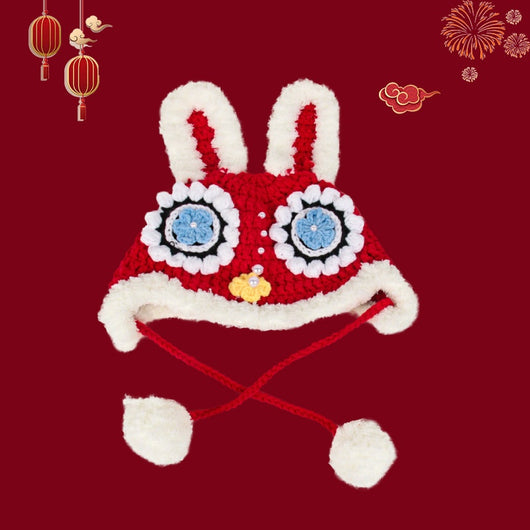 Gorro Tejido Año del Dragón Rojo - Diseño Cabeza de Tigre para Bebé - Image 12