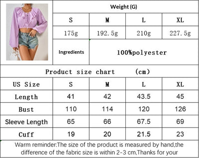 Blusa Elegante de Manga Larga con Cuello Fruncido y Volantes - Image 6