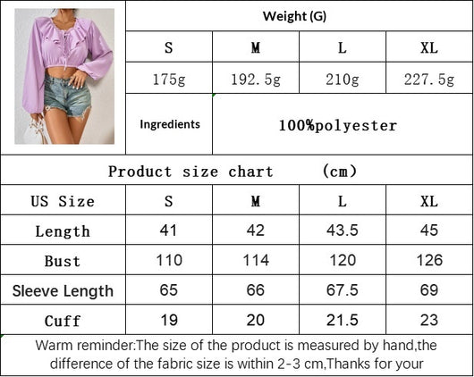 Blusa Elegante de Manga Larga con Cuello Fruncido y Volantes - Image 6