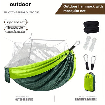 Hamaca Camping Doble Portátil con Red Antimosquitos y Correas para Árboles - Image 6