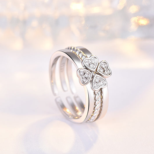 Anillo Trébol de Cuatro Hojas 3 en 1 para Mujer - Ajustable y Versátil - Image 8