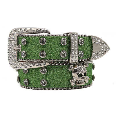 Cinturón Ancho para Hombre con Calavera de Cristales - Image 7