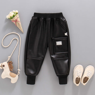 Pantalones de Cuero y Algodón para Niños - Otoño e Invierno - Image 9