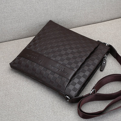 Bolsa Bandolera de Cuero para Hombre Estilo Business Casual Ajedrez - Image 7