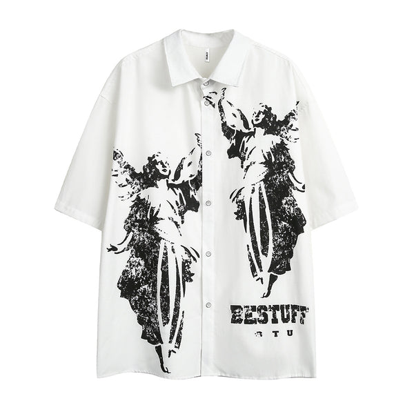 Camisa Casual Estampada en Blanco y Negro para Hombre