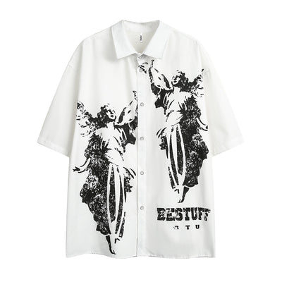 Camisa Casual Estampada en Blanco y Negro para Hombre - Image 2