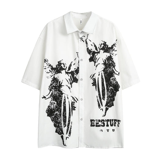 Camisa Casual Estampada en Blanco y Negro para Hombre - Image 2