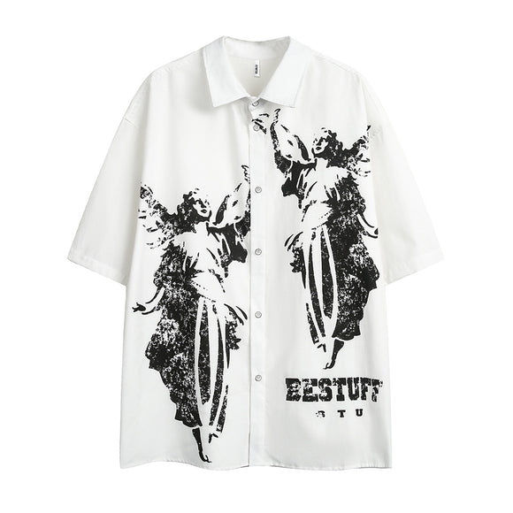Camisa Casual Estampada en Blanco y Negro para Hombre