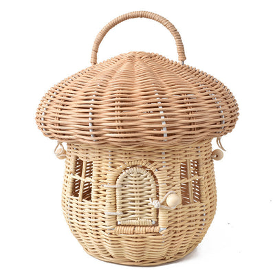 Cesta de Almacenamiento Infantil Tejida en Ratán Diseño Nórdico Setas - Image 2