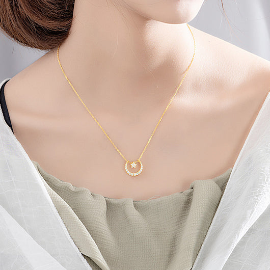 Collar de Plata Esterlina Estrella y Luna para Mujer - Image 10