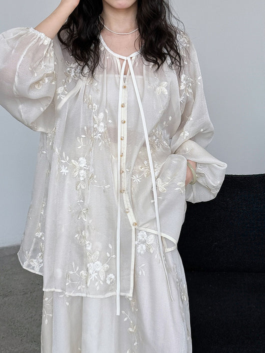 Vestido Camisero Bordado Estilo Chino Midi - Image 18