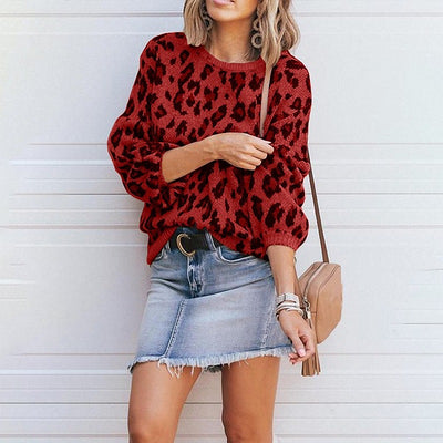 Suéter Tejido Estampado Leopardo con Mangas Linterna Oversize - Image 4