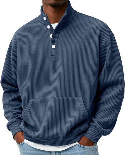 Suéter Polo Cuello Alto Manga Larga para Hombre - Casual Suelto con Bolsillos - Image 16