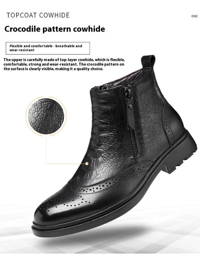 Botas Altas de Cuero con Aumento de Altura - Estilo Brogue Trendy Talla 46 - Image 13
