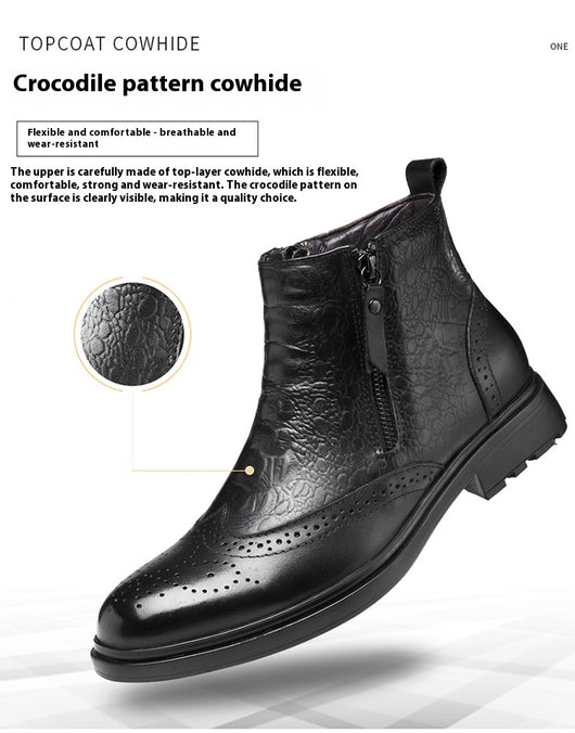 Botas Altas de Cuero con Aumento de Altura - Estilo Brogue Trendy Talla 46 - Image 13