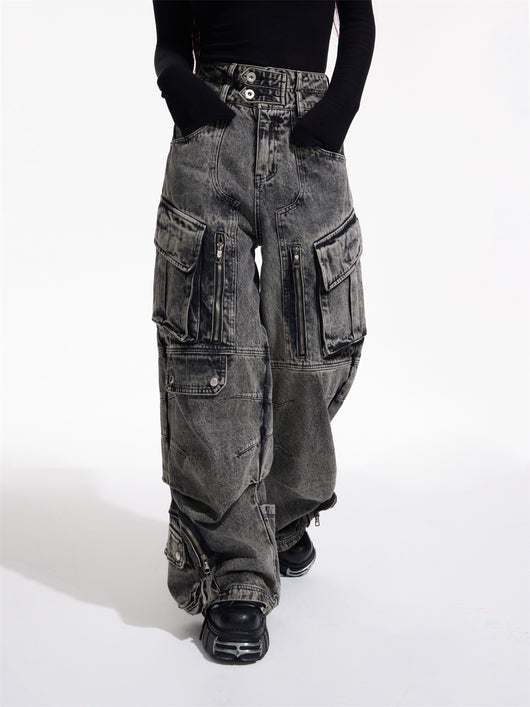 Pantalón Vaquero Retro Estilo Trabajo con Múltiples Bolsillos - Image 12