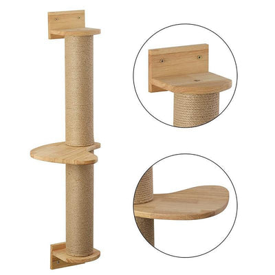 Plataforma de Salto para Gatos con Poste de Cáñamo y Soporte Mural - Image 4